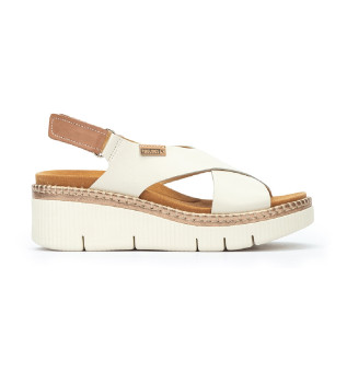 Sandalias con cu�a de piel Gomera blanco