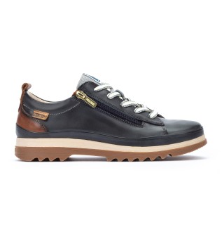 Vigo navy leather trainers