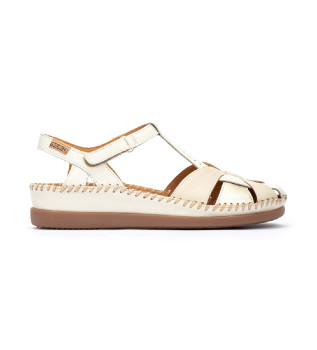 Zapatos de piel semiabiertos con cierre adherente Cadaqu�s blanco