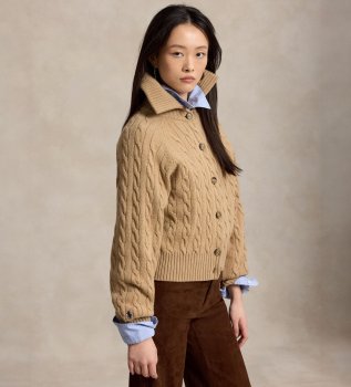 Cardigan en laine et cachemire avec col beige