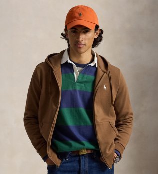 Brown double-knit zip-up sweatshirt