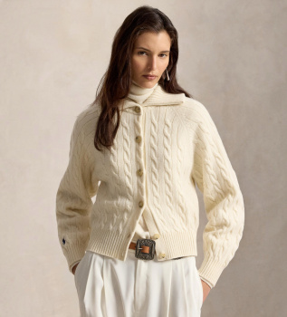 Vest van wol en kasjmier met beige kraag