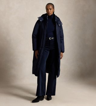 Navy medium-weight down quilted coat