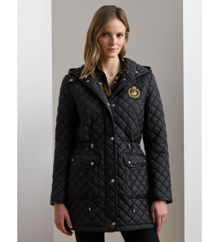 Lang sort quiltet frakke