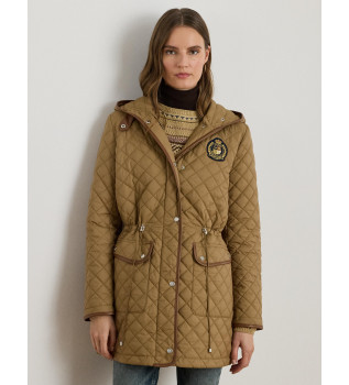 Brun lang quiltet frakke