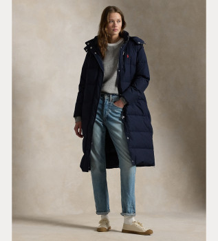 Marine donsjas met capuchon