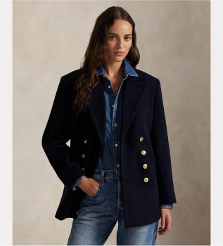 Płaszcz dwurzędowy granatowy