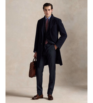 Manteau trois-quarts en melton marine