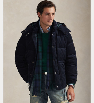 Casaco de penas em bombazina Wainwright azul-marinho