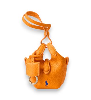 Adorno Polo Play de piel para bolso naranja