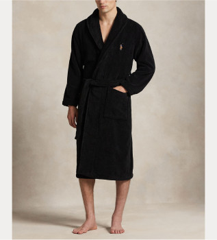 Peignoir en coton ponge avec polo noir Bear