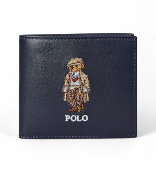Portemonnaie aus Leder mit navy Bear Polo