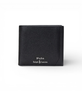 Czarny portfel z ziarnistej skóry