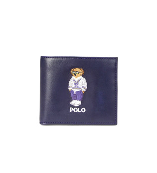 Leren portemonnee Polo Bear blauw
