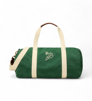 Sac de voyage en toile avec broderie verte
