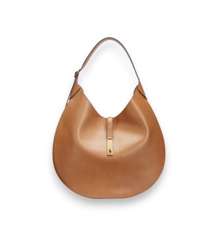 Dark brown leather large Polo ID shoulder bag