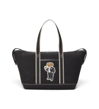 Shopper-Tasche aus Segeltuch mit schwarzem Polo Bear