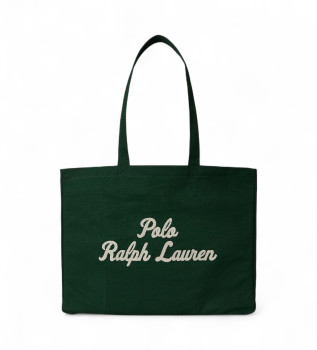 Canvas tote bag with green embroidery