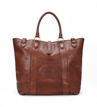 Heritage brown leather tote bag