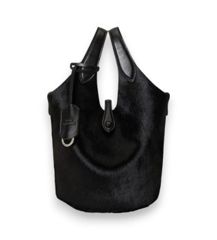 Borsa tote Polo Play in cavallino nero