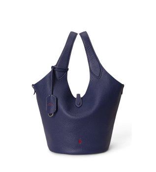 Borsa tote Polo Play in pelle blu navy