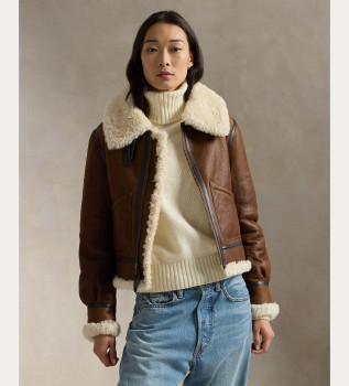 Brązowy skórzany bomber Aviator