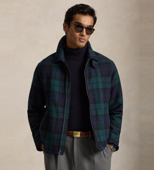 Langdon-Jacke aus Tweed mit grünem Karomuster
