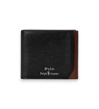 Portefeuille en cuir bicolore noir