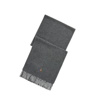 Bufanda de lana virgen con flecos gris