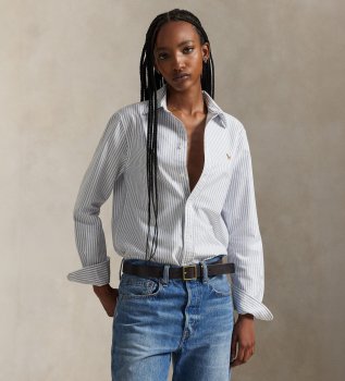 Classic Fit Striped Oxford Shirt white, blue