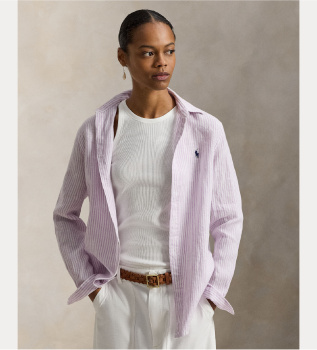 Klasična rožnata lanena srajca