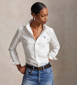Slim Fit katoenen overhemd wit