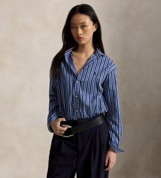 Blue striped cotton shirt with Relaxed Fit