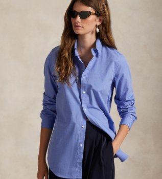 Camisa de algodón elástico fil-à-fil azul