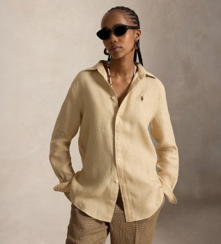 Camisa de linho Classic Fit beige