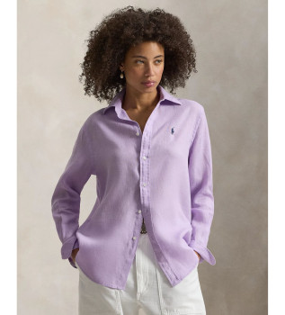 Camisa de lino Classic Fit lila