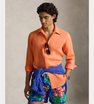 Camisa de lino Custom Fit naranja