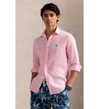 Camicia di lino rosa su misura