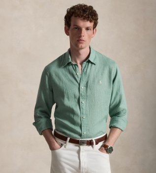 Camicia di lino verde su misura
