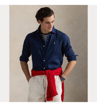 Camicia in lino blu navy