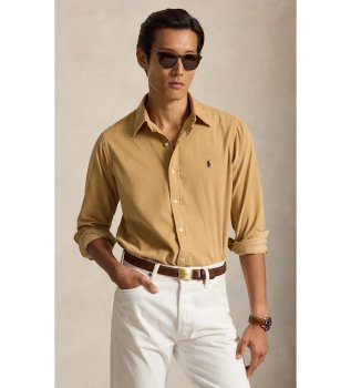 Camisa de veludo cotelê Custom Fit marrom