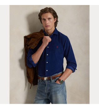 Chemise en velours ctel bleu