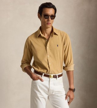 Chemise en velours côtelé Custom Fit marron