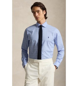 Camicia in popeline a quadri Glen blu