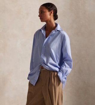 Camisa oversize de algodão fil-à-fil azul