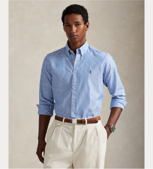 Camicia Oxford elasticizzata blu su misura