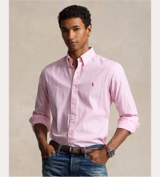 Custom Fit stretch oxford overhemd roze