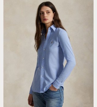 Camisa oxford de algodo Slim Fit azul