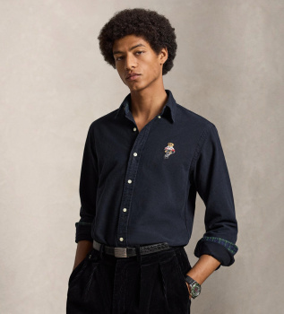 Chemise oxford avec Polo Bear Custom Fit
 noir