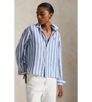 Camisa de linho com corte largo azul